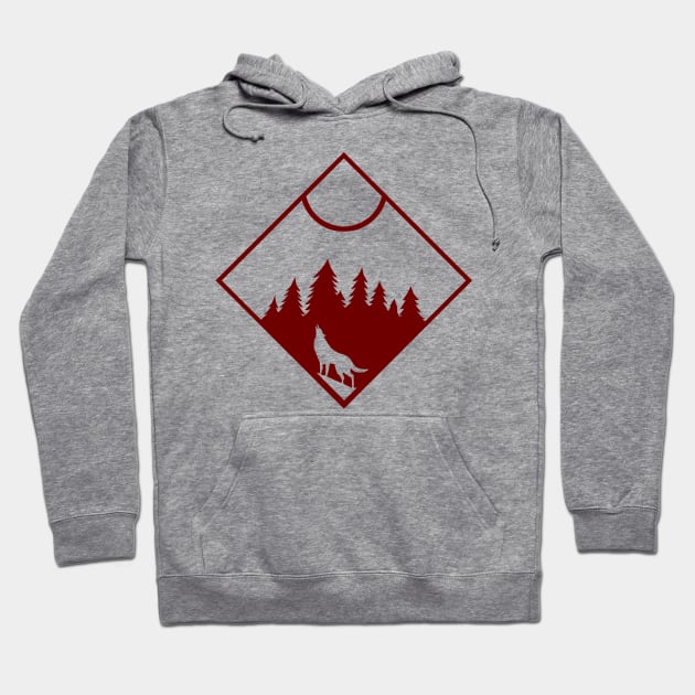 Wolf Diamond MAROON Hoodie by ArtbyCorey